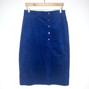 Vintage Harlan Ultrasuede Blue Button Front Skirt